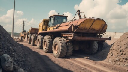 Off-Road Heavy Equipment Hauling Material at Construction Site