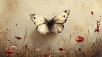 The background is soft, muted beige with gentle brushstrokes, creating a timeless and elegant composition --ar 16:9 --stylize 750 --v 6.1 Job ID: 105a44ac-4950-45dc-bb20-cea47a6b772e