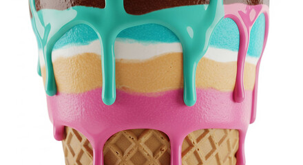 Macro Close-Up of Melting Rainbow Cone Layers