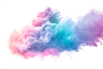 Pastel colored smoke cloud isolated on a transparent background