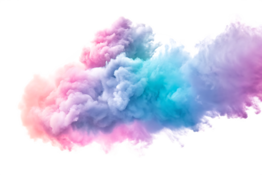 Pastel colored smoke cloud isolated on a transparent background