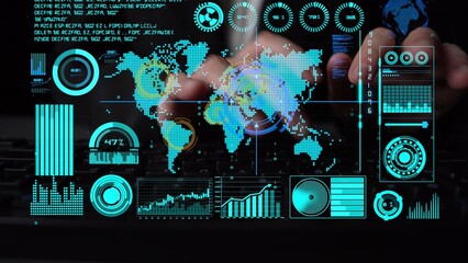 Connection network visualization showing global connection, network communication, digital connection analytic. Connect networks tool support real-time insight and improve connection system. Thunk