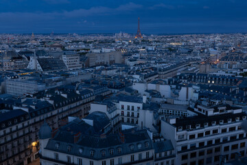 Paris from above, central quarters at the sunrise