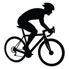 Fototapeta premium Collection of diverse cyclist silhouettes in various dynamic riding poses on bicycles perfect for sports and outdoor themes