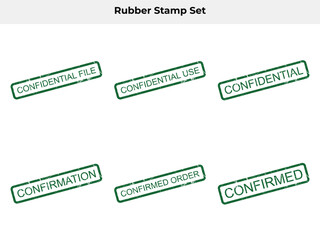 Green Distressed Rubber Stamps Set with Phrases on Transparent Background