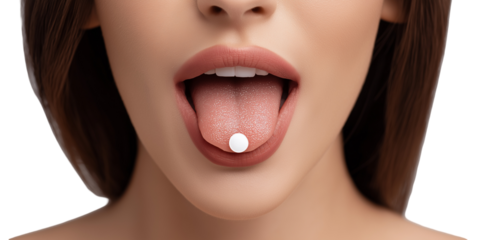 White Pill on Tongue (Tablet)