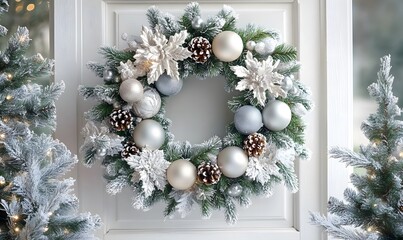 christmas wreath on the window