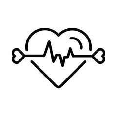 Heartbeat line with heart symbol and arrow in minimalist style  