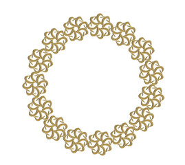 3D round frame with golden texture. Floral design. Can be used for textile, printing or other design.