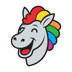 Horse Laughing And Wearing Clown Wig Silhouette