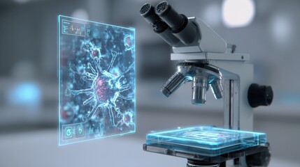 Advanced microscopic technology in modern science laboratory setting for scientific research