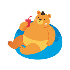 Bear Floating On Pool Ring Silhouette