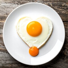 Heart-shaped fried egg on a plate
