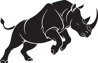 High-Detailed Rhino Silhouette | Realistic Rhinoceros Vector & Clipart