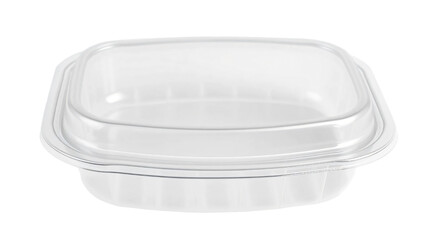 Blank plastic clamshell container suitable for food storage and packaging isolated on transparent background