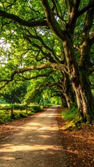 Fototapeta premium Lush green canopy over a pathway