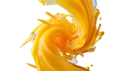 Dynamic swirling splash of vibrant orange liquid abstract motion isolated on transparent background