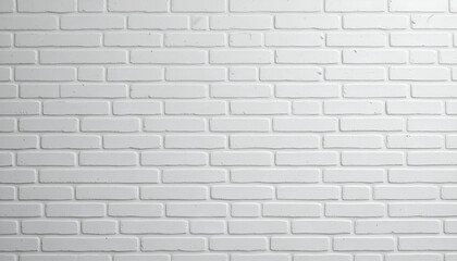 Naklejka premium White Brick Wall with Classic Staggered Pattern – Minimal Textured Architectural Background