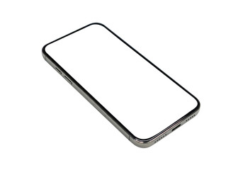 Modern smartphone with blank transparent screen isolated on transparent background, perfect for app design mockups