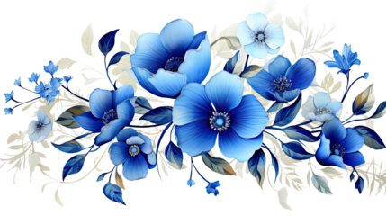 bouquet of blue flowers isolated on white 
