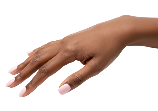 Delicate Black female human hand with graceful fingers extended, symbolizing elegance, expression, fragility, connection, gesture, and beauty