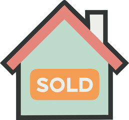 Vector art of stylized illustration of a house with a sold sign, representing a real estate transaction or property sale

