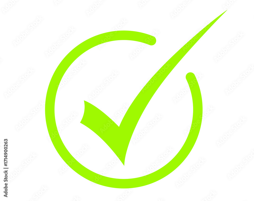 Poster green check mark inside a circle isolated on transparent background