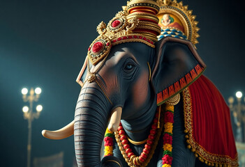 Fototapeta premium A decorated elephant avatar baring the celebration of mysore dasara festival