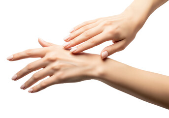 Fototapeta premium A Person Applying a Rich Moisturizing Cream to Their Hands for Skin Care