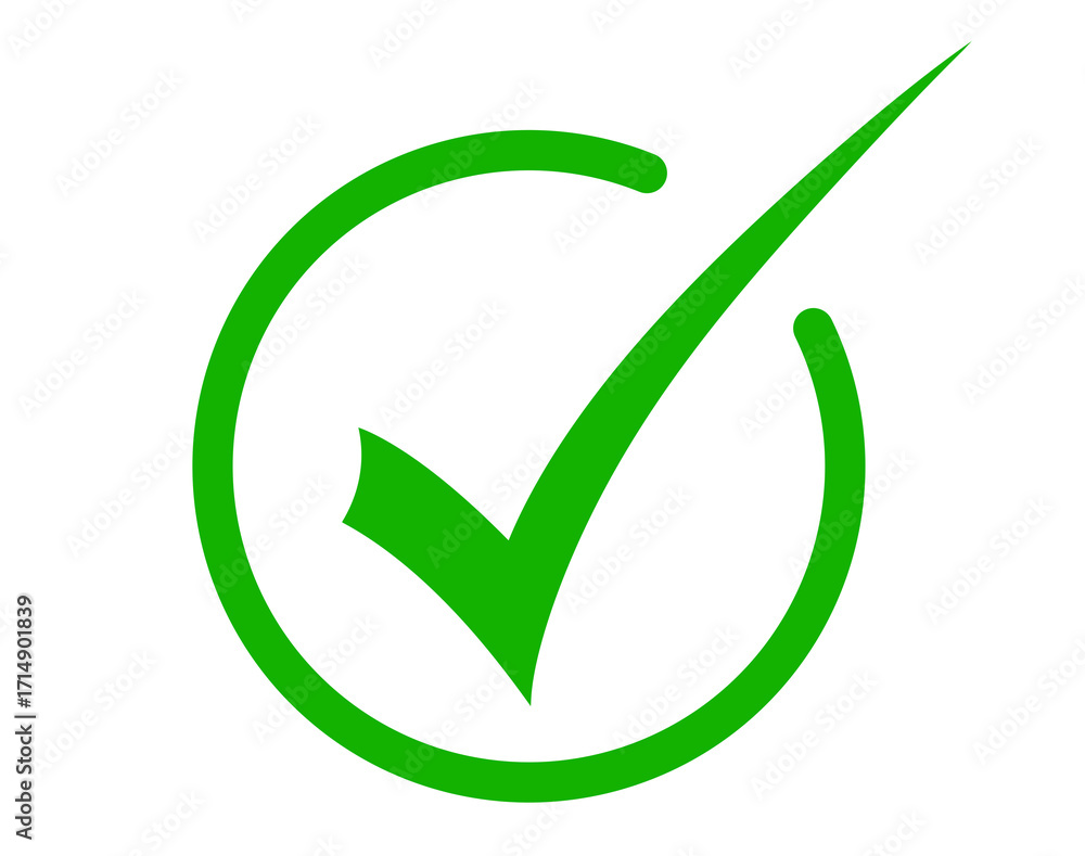 Poster vibrant green check mark inside a circle isolated on transparent background