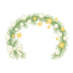 Obraz premium PNG Festive wreath with stars.