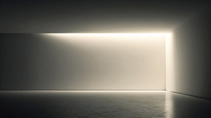 An illuminated minimalist room with soft light and shadows.
