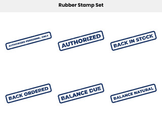Fototapeta premium Grunge Stamp Set with Authorization Text on White Background, Distressed Blue Ink