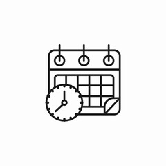 calendar with clock icon sign vector