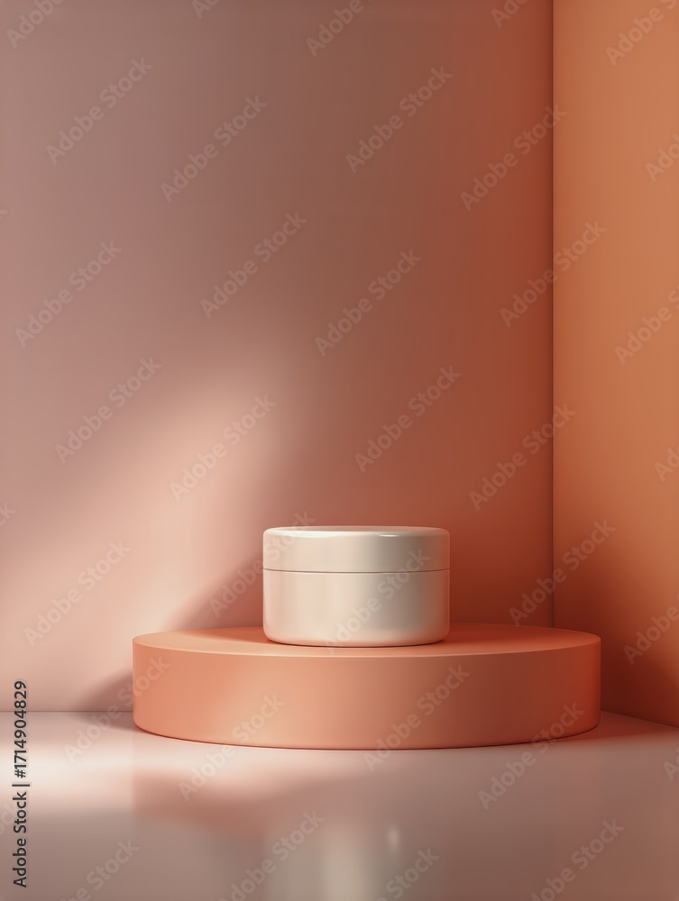 Poster brightly lit room with colorful shadows and smooth shelf in soft light.