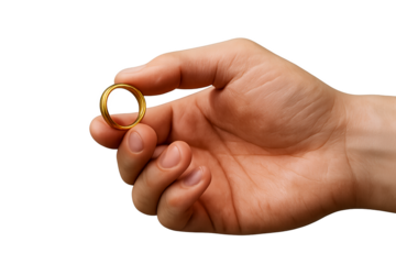 wedding rings in hand