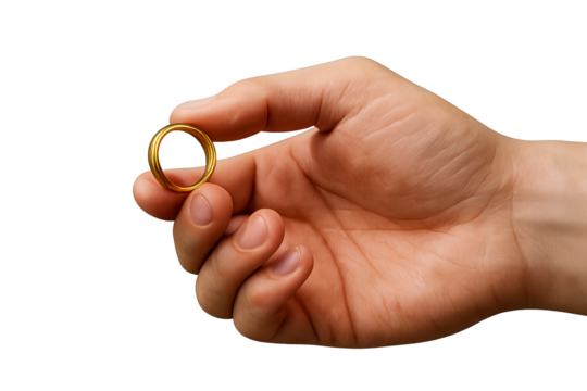 wedding rings in hand