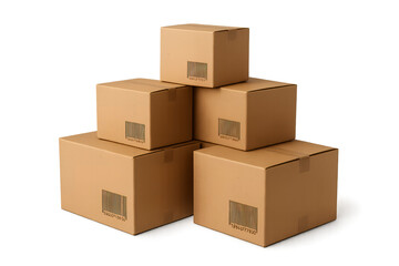 cardboard boxes on white background
