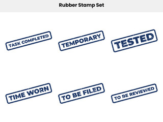 Rubber Stamp Set of Six with Various Textures and Blue Ink on a White Backdrop