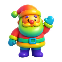 PNG Colorful Santa waving cheerfully.