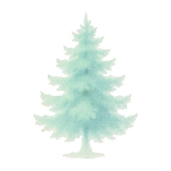 Fototapeta premium PNG Watercolor evergreen tree illustration.