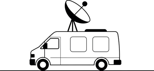 News broadcasting truck with satellite dish vector illustration design art