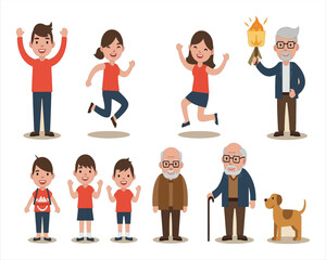 Family Characters and People Icon Set