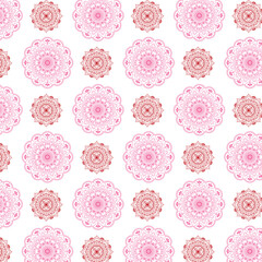 Multicolored Mandala Repeat Pattern, Detailed Red and Blue Mandala Pattern