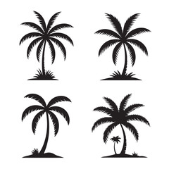 Black Palm Tree Silhouette Set

