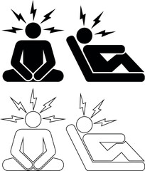 Stress and Pain Relief Relaxation Techniques Vector Illustration Set