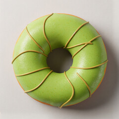Donut verde vibrante com cobertura artística gourmet