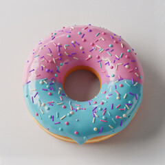 Donut Rosa e Azul colorido com confeitos vibrantes