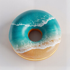 Donut oceano com cobertura inspirada em ondas do mar