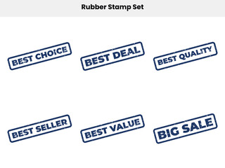 Set of Blue Grunge Rubber Stamps with Text Best Choice Deal Quality Sale on White